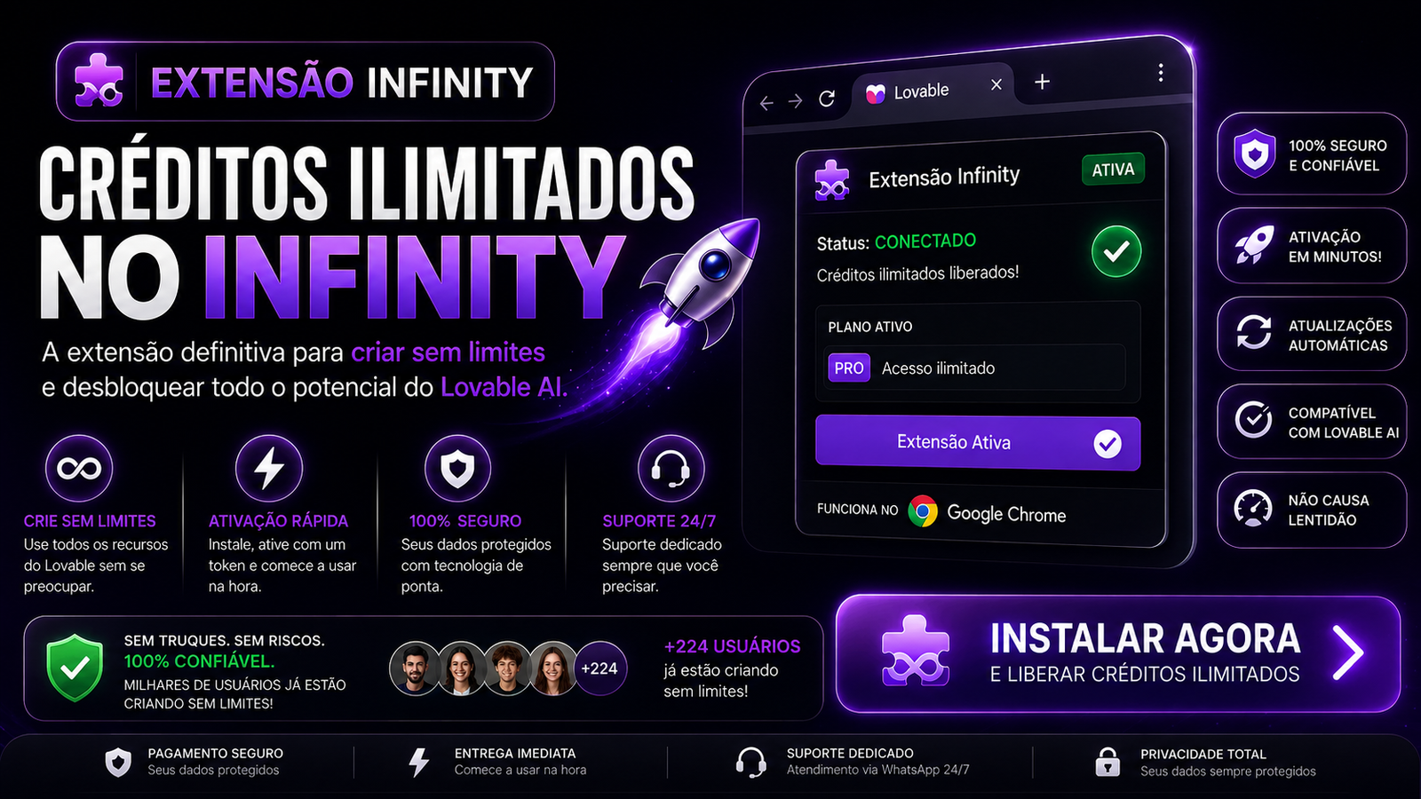 Extensão Infinity Credits - Extensão de navegador solução definitiva para desbloquear todo o potencial do Lovable AI